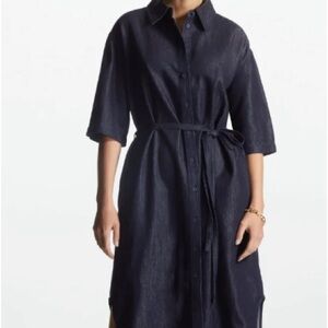 COS size 8 Belted Denim Midi Shirt Dress